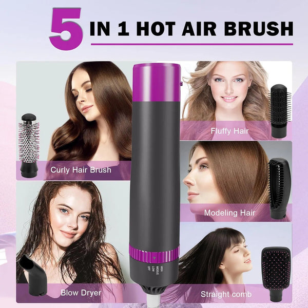 5-In-1 Negative Ion Hair Dryer Brush for Effortless Styling and Care