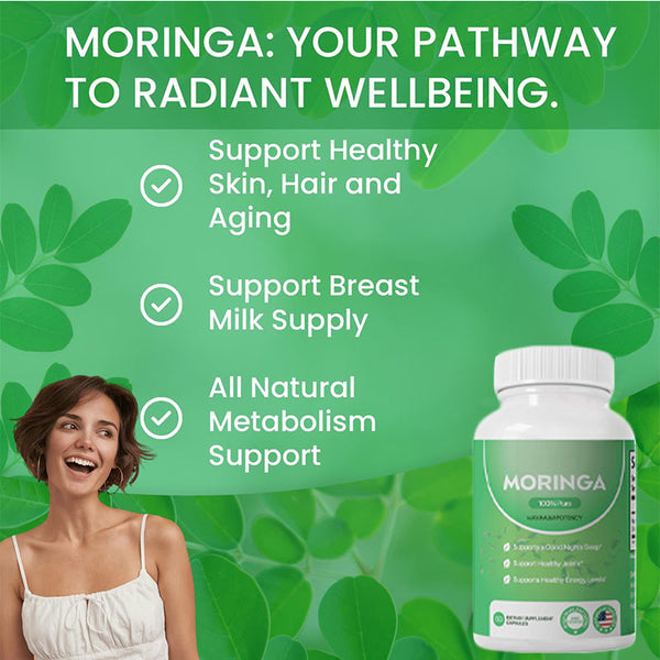 Pura Moringa Leaf Capsules for Energy, Metabolism & Immune Support