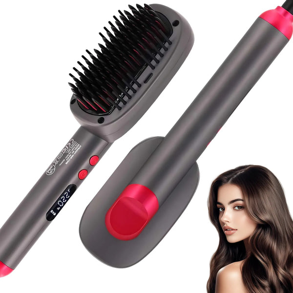 Keratin Ceramic Hair Straightening Brush with 4D Technology