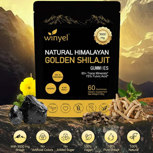 Winyel Shilajit Gold Gummies with 85 Trace Minerals for Energy and Immune Support