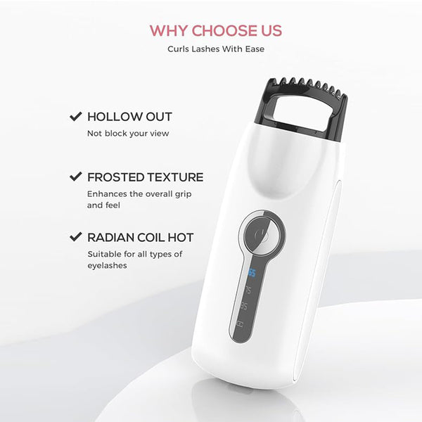 5D Push Heated Eyelash Curler - Quick Heat, Adjustable Comfort, Effortless Elegance