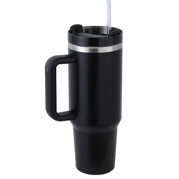 40oz Stainless Steel Travel Mug with Straw and Handle - BPA Free - BloomRadiant