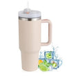 40oz Stainless Steel Travel Mug with Straw and Handle - BPA Free - BloomRadiant