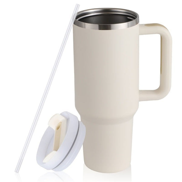 40oz Stainless Steel Travel Mug with Straw and Handle - BPA Free - BloomRadiant