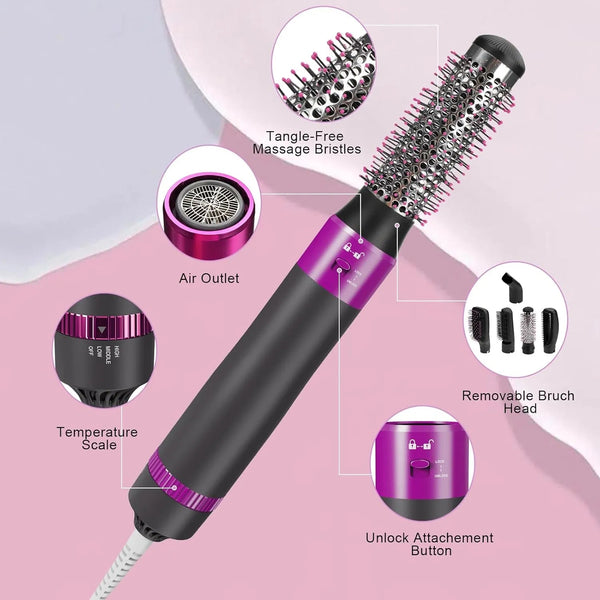 5-In-1 Negative Ion Hair Dryer Brush for Effortless Styling and Care