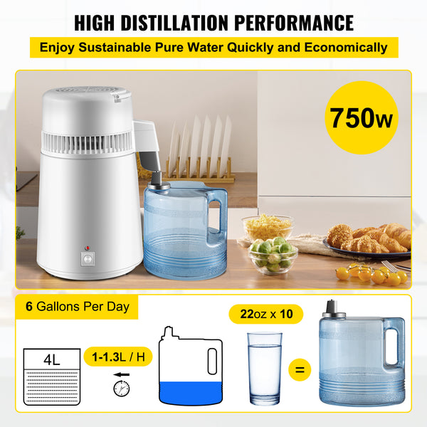 Premium 4L Stainless Steel Water Distiller for Ultimate Purity & Wellness