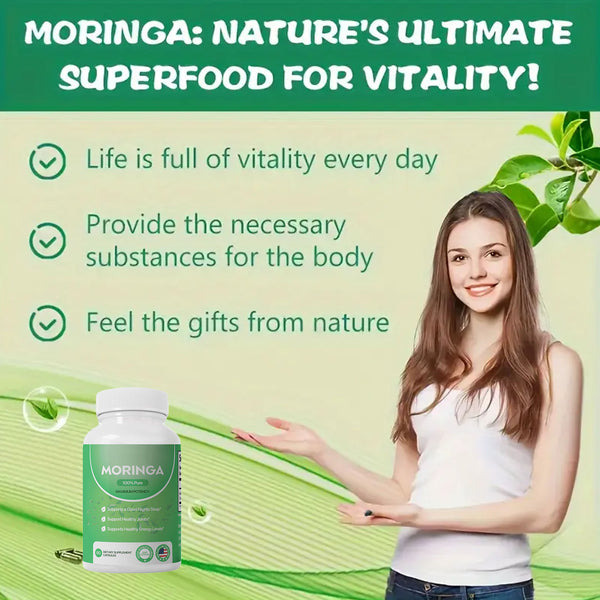 Pura Moringa Leaf Capsules for Energy, Metabolism & Immune Support