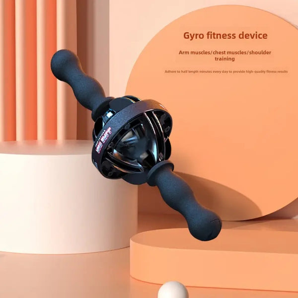 Black Gyro Fitness Trainer - Stainless Steel Core Handheld Exerciser for Enhanced Strength and Wellness