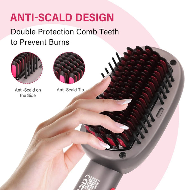 Keratin Ceramic Hair Straightening Brush with 4D Technology