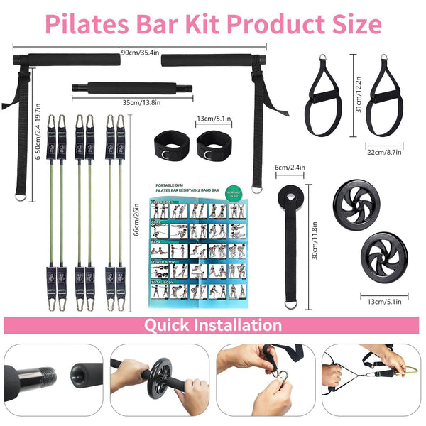 Professional Yoga & Pilates Bar Kit - 18-Piece Versatile Workout Set for Ultimate Comfort and Performance