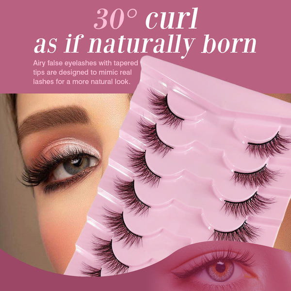 Natural Elegance Wispy Eyelashes - 7 Pairs of Comfortable, Lightweight Lashes