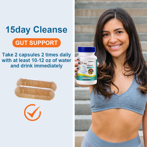 HeathFlow 15 Day Cleanse - Premium Gut Support Capsules