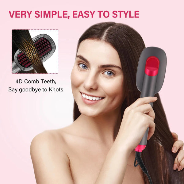 Keratin Ceramic Hair Straightening Brush with 4D Technology