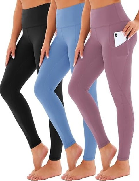 Cropped High-Waisted Yoga Pants with Slanted Pockets - Luxe Comfort for Every Move
