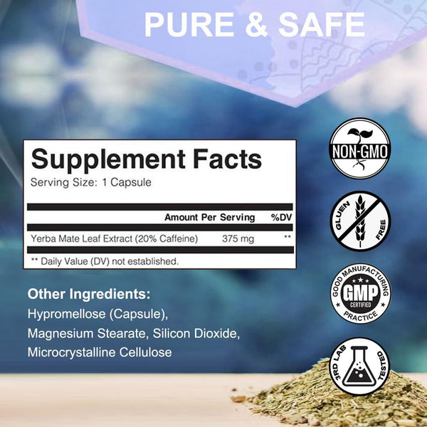 WINYEL Yerba Mate Energy Capsules: Natural Caffeine & Mental Clarity Support