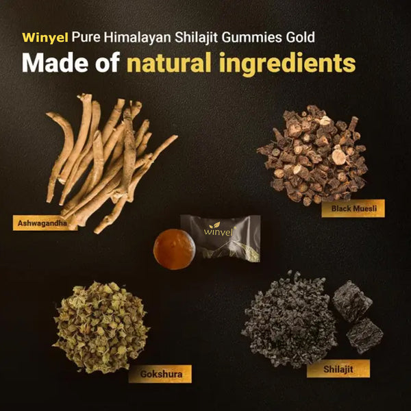 Winyel Shilajit Gold Gummies with 85 Trace Minerals for Energy and Immune Support
