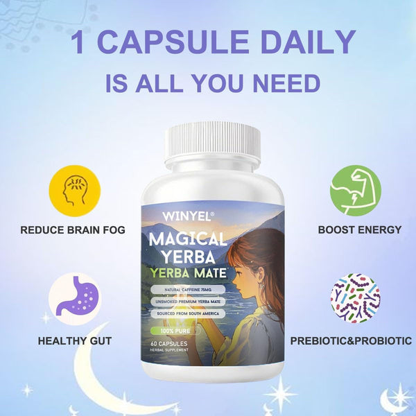 WINYEL Yerba Mate Energy Capsules: Natural Caffeine & Mental Clarity Support