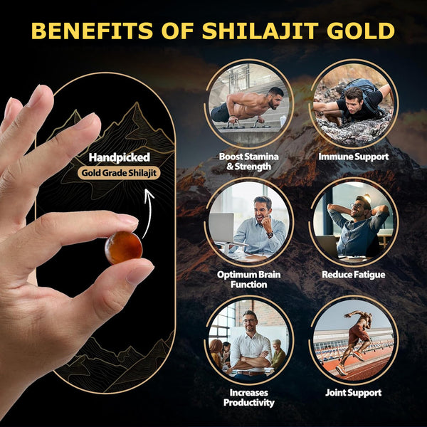 Winyel Shilajit Gold Gummies with 85 Trace Minerals for Energy and Immune Support
