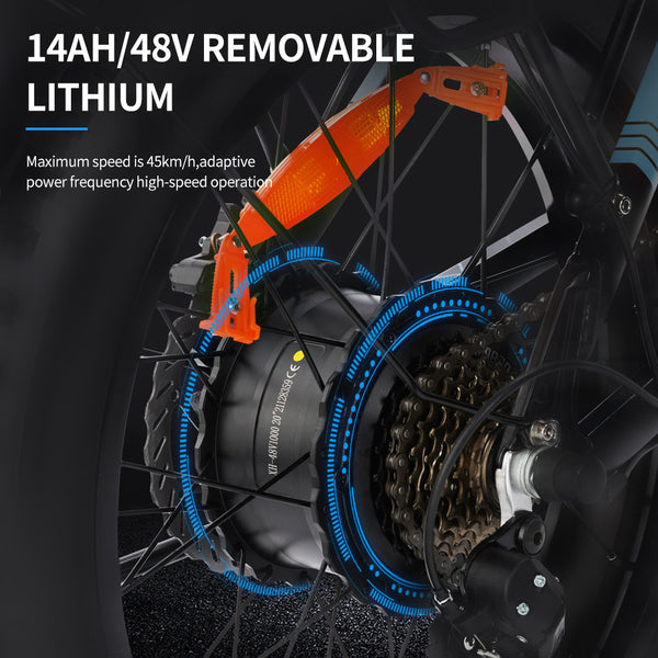 20-Inch Wide Folding Electric Mountain Bicycle with Fat Tires