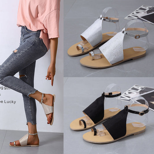 Luxurious Mid Buckle Beach Shoes with Artificial PU Upper & Rubber Sole