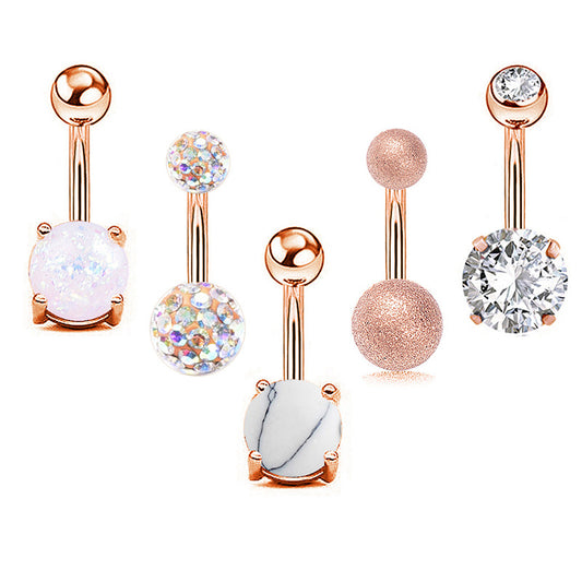 Nail zircon belly button ring set combination