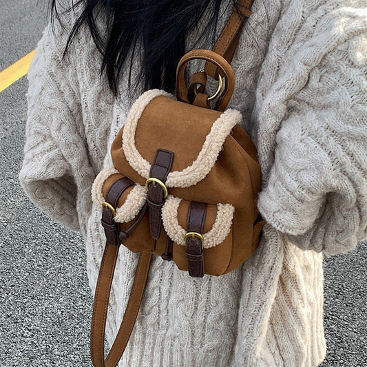 Luxurious Lamb Wool Backpack for Stylish Women 🎒