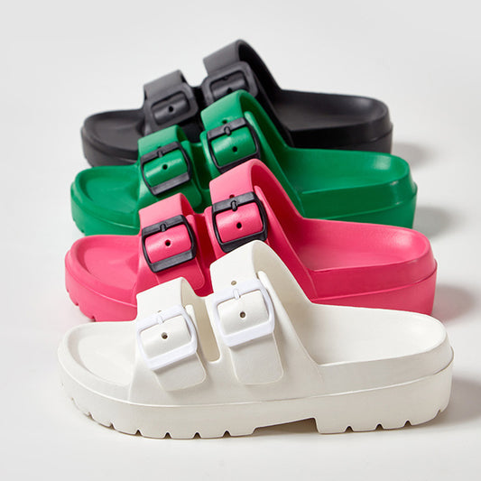 Luxury Oasis Double Buckle Slippers - Elevate Your Summer Style