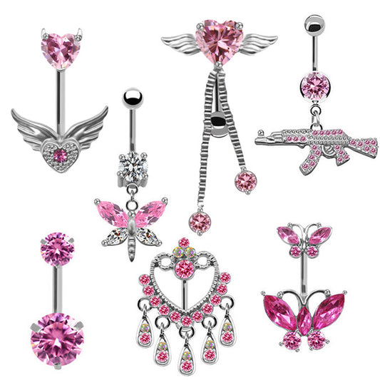 🦋 Luxurious Electroplated Suit Belly Ring: Exquisite Dragonfly & Butterfly Designs 🌟
