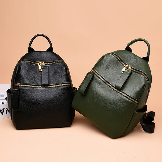 Opulent Green & Black Leather Women's Backpack
